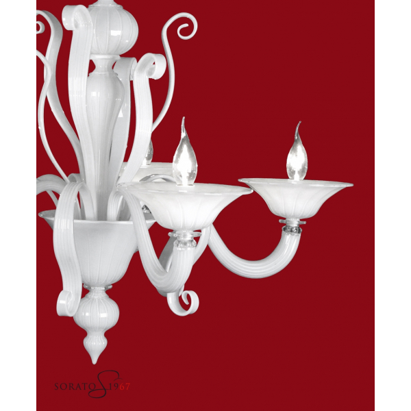 Tiziano lampadario Murano bianco 5 luci
