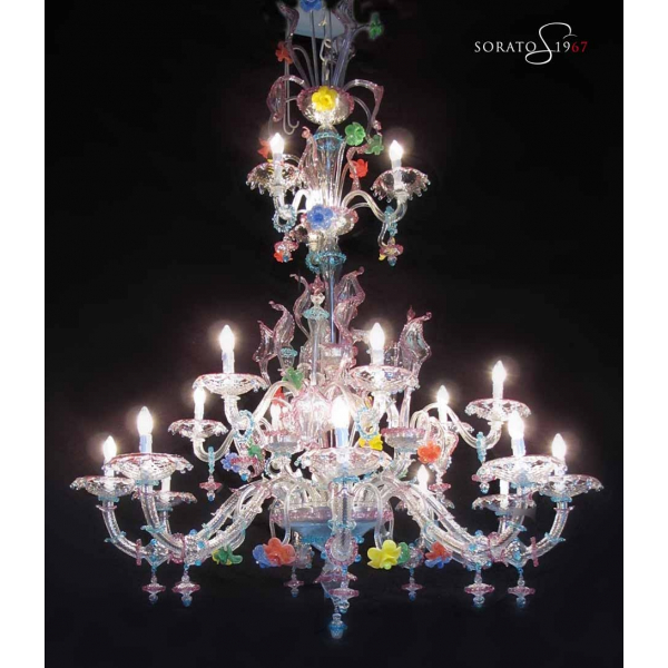 Ca' Rezzonico lampadario Murano multicolor 17 luci