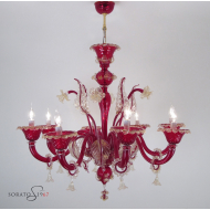Lampadario Murano Botticelli rosso oro La8