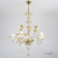 Giorgione 5 luci crist. ambra