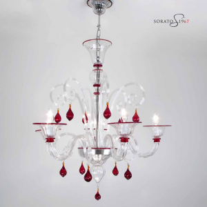 Lampadario Murano Mantegna crist rosso Lampadario Murano Mantegna crist rosso
