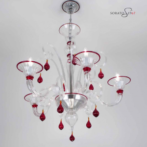 Lampadario Murano Mantegna crist rosso Lampadario Murano Mantegna crist rosso
