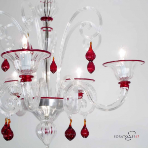 Lampadario Murano Mantegna crist rosso Lampadario Murano Mantegna crist rosso
