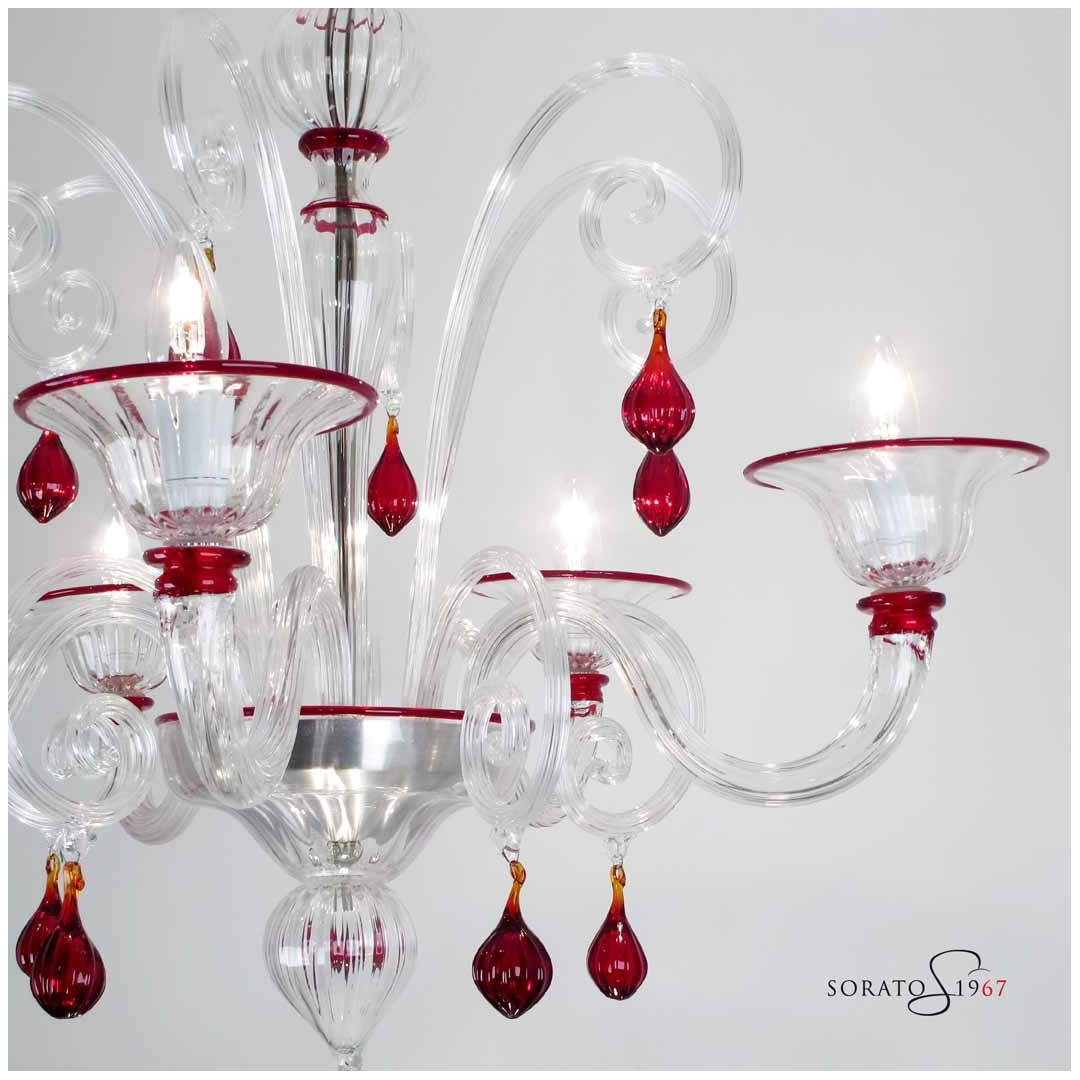 Lampadario Murano Mantegna crist rosso Lampadario Murano Mantegna crist rosso