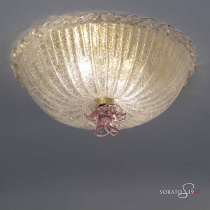 Loredan Plafoniera Murano D.40 fiore rosa Loredan Plafoniera Murano D.40 fiore rosa