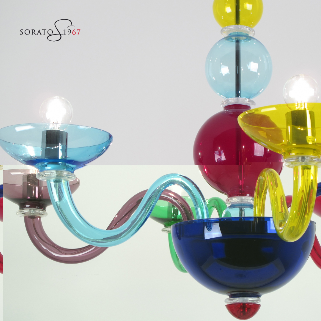 Matisse lampadario murano multicolor 6 luci Lampadario murano moderno