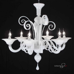Lampadario Murano Klimt 5 e 6 luci bianco Lampadario Murano Klimt 5 e 6 luci bianco