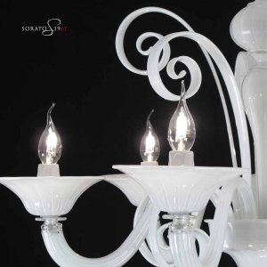 Lampadario Murano Klimt 5 e 6 luci bianco Lampadario Murano Klimt 5 e 6 luci bianco