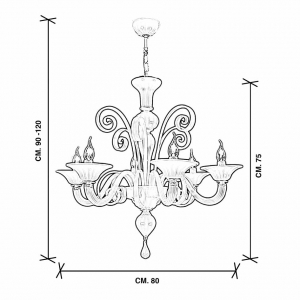 Lampadario Murano Klimt 5 e 6 luci bianco Lampadario Murano Klimt 5 e 6 luci bianco