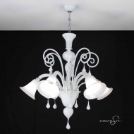 Lampadario Murano Canova 5 luci bianco