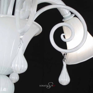 Lampadario Murano Canova 5 luci bianco Lampadario Murano Canova 5 luci bianco