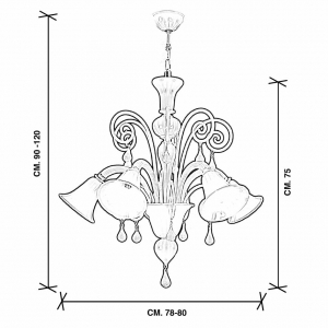 Lampadario Murano Canova 5 luci bianco Lampadario Murano Canova 5 luci bianco