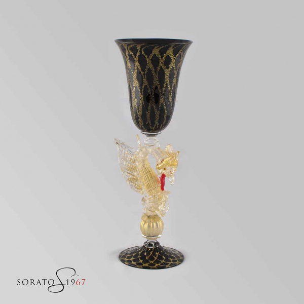 Calice Murano Galeone Black