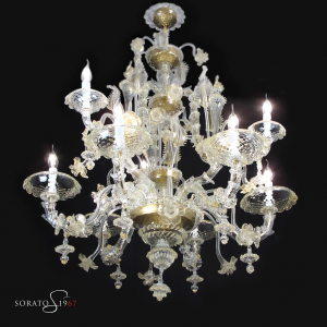 Lampadario Murano Ca' Rezzonico cristallo oro 6+3 luci Lampadario Murano Ca' Rezzonico cristallo oro 6+3 luci