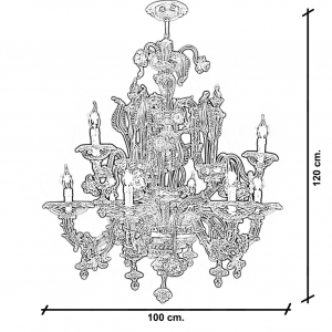 Lampadario Murano Ca' Rezzonico cristallo oro 6+3 luci Lampadario Murano Ca' Rezzonico cristallo oro 6+3 luci