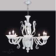 Lampadario vetro Murano Tiziano bianco 8 luci