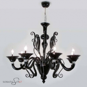Lampadari vetro Murano Tiziano nero 8 luci Lampadari vetro Murano Tiziano nero 8 luci