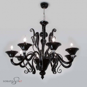 Lampadari vetro Murano Tiziano nero 8 luci Lampadari vetro Murano Tiziano nero 8 luci