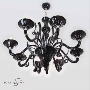Lampadari vetro Murano Tiziano nero 8 luci Lampadari vetro Murano Tiziano nero 8 luci