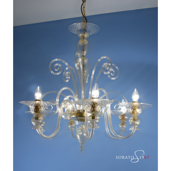 Millais lampadario Murano tutto oro 6 luci