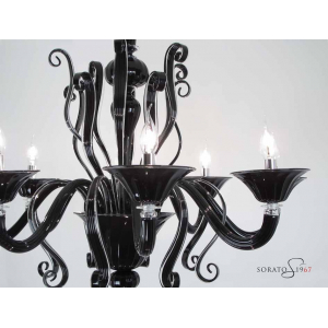 Lampadari vetro Murano Tiziano nero 8 luci Lampadari vetro Murano Tiziano nero 8 luci