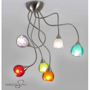 Vento PL6 plafoniera bracci orientabili vetri colorati Vento PL6 plafoniera bracci orientabili vetri colorati