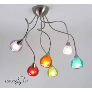 Vento PL6 plafoniera bracci orientabili vetri colorati Vento PL6 plafoniera bracci orientabili vetri colorati