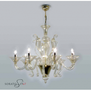 Lampadari vetro Murano Tiziano oro 8 luci Lampadari vetro Murano Tiziano oro 8 luci