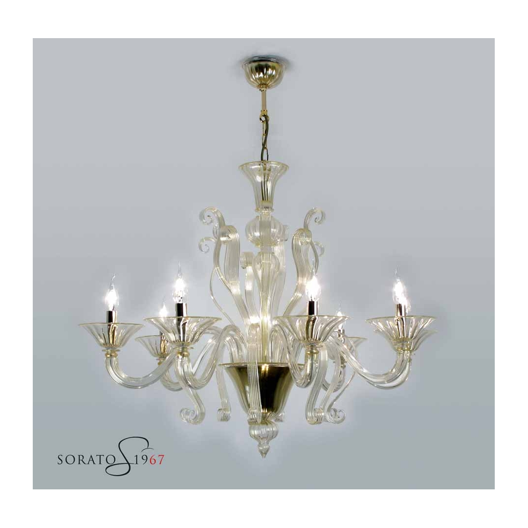 Lampadari vetro murano tiziano 8 luci oro Lampadari vetro murano