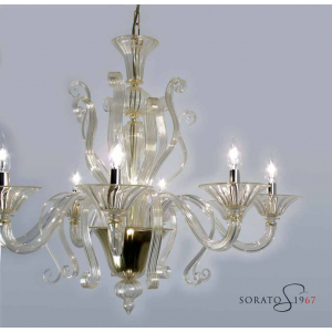 Lampadari vetro Murano Tiziano oro 8 luci Lampadari vetro Murano Tiziano oro 8 luci