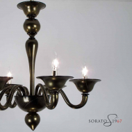 Lampadari vetro Murano Veronese nero oro 6 luci
