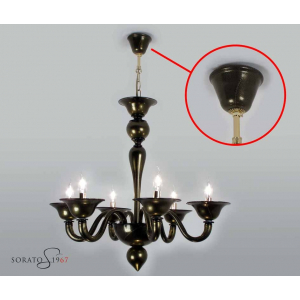 Lampadari vetro Murano Veronese nero oro 6 luci Lampadari vetro Murano Veronese nero oro 6 luci