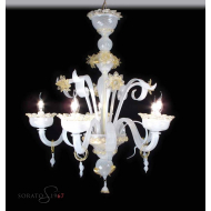Lampadari vetro Murano Angelico seta oro 5 luci