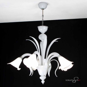 Bellini bianco lampadario Murano 5 luci Bellini bianco lampadario Murano 5 luci