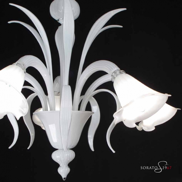 Bellini lampadario Murano bianco 5 luci
