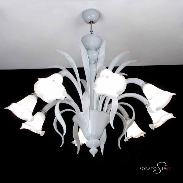 Bellini lampadario Murano bianco 8 luci