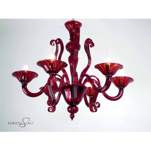 Tiziano lampadario Murano rosso 5 luci Tiziano lampadario Murano rosso 5 luci