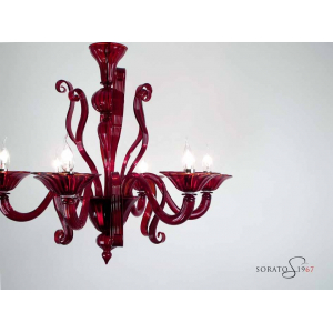 Tiziano lampadario Murano rosso 5 luci Tiziano lampadario Murano rosso 5 luci