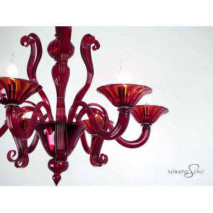 Tiziano lampadario Murano rosso 5 luci Tiziano lampadario Murano rosso 5 luci