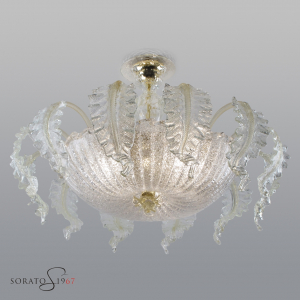 Loredan fogliata 70 plafoniera vetro Murano Loredan fogliata 70 plafoniera vetro Murano
