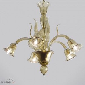 Canaletto lampadario Murano pagliesco 5 luci Canaletto lampadario Murano pagliesco 5 luci