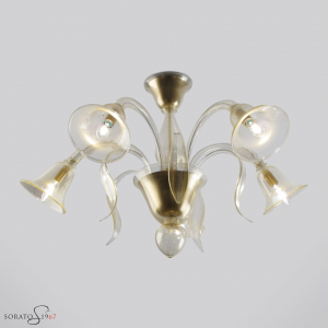 Ingres plafoniera vetro Murano 5 luci Ingres plafoniera vetro Murano 5 luci