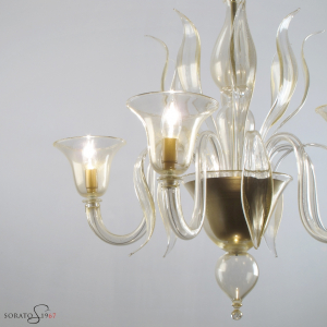 Ingres lampadario vetro Murano 5 luci oro Ingres lampadario vetro Murano 5 luci oro