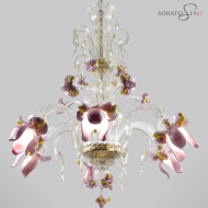 Monet lampadario vetro Murano 6 luci rosa oro Monet lampadario vetro Murano 6 luci rosa oro