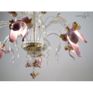 Monet lampadario vetro Murano 6 luci rosa oro Monet lampadario vetro Murano 6 luci rosa oro