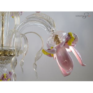 Monet lampadario vetro Murano 6 luci rosa oro Monet lampadario vetro Murano 6 luci rosa oro