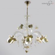 Monet lampadario vetro Murano 6 luci bianco oro Monet lampadario vetro Murano 6 luci bianco oro