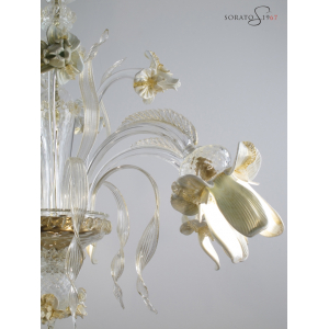 Monet lampadario vetro Murano 6 luci bianco oro Monet lampadario vetro Murano 6 luci bianco oro