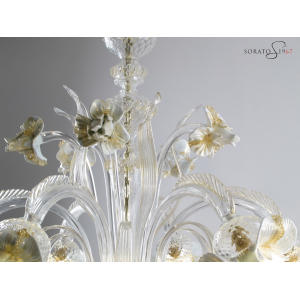 Monet lampadario vetro Murano 6 luci bianco oro Monet lampadario vetro Murano 6 luci bianco oro