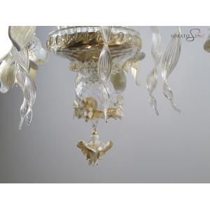 Monet lampadario vetro Murano 6 luci bianco oro Monet lampadario vetro Murano 6 luci bianco oro